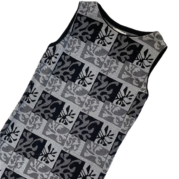 Vintage 60s Goldworm knit abstract print black and silver dress - Picture 7 of 15